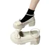 Zapatos Mary Jane Franceses para Mujer 2026 Primavera Nueva Moda Versátiles Lazo Suela Gruesa Tacón Grueso Mocasines de Perlas