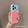 Adequado para Capa de Celular Apple 18Promax Cor Dopamina Color-Blocking Iphone16 Borda Macia Duas Cores Janela Grande 17 Cordão
