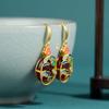 Pendientes de oro con diseño de nicho de estilo nacional para mujer, originales, retro, de moda nacional, nuevos, con esmalte chino, método antiguo Xiangyun, pendientes que combinan con todo.
