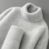 Suéter 100% Lã Pura para Homem, Gola Alta, Engrossado, Malha Quente, Camada Base Tricotada em Cashmere para o Inverno