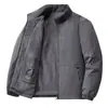 8919 Jaqueta Masculina de Veludo Grossa Roupa Externa Esportes ao Ar Livre Solta Estilo Coreano Casual Jaqueta para Meia-Idade e Idosos Gola Alta Masculina