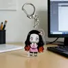 Llavero de Anime Demon Slayer Kamado Tanjirou Nezuko Acrílico Patrón de Dibujos Animados Colgante para Mochila