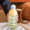 Copo de Água Criativo e Estiloso para Meninas, Copo de Vidro Borossilicato de Alta Temperatura com Design Elegante, Copo Portátil com Canudo para Estudantes