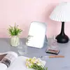 Espejo de maquillaje de escritorio, espejo pequeño plegable, espejo de maquillaje portátil, espejo de tocador cuadrado de mesa para dormitorios de estudiantes