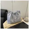 Bolsa de Tecido Europeia e Americana Casual Grande Capacidade Feminina 2025 Nova Bolsa Versátil para Roupas de Trabalho Tote Bolsa de Ombro Saco
