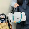 Bolso de Mano con Cordón de Color Block Funcional Morado Neblina para Estudiantes Universitarias, Estilo Energético para Viajes Diarios, Bolso Cruzado