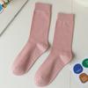 Calcetines de mujer de longitud media, calcetines de algodón de 200 agujas, de longitud media, estilo japonés, color liso, para primavera y otoño, antiolor, calcetines apilados.