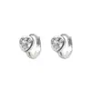 Pendientes de Plata de Ley S925 con Corazón y Circonita para Mujer ins Dulce Pequeño Exquisito Forma de Corazón Diamantes Brillantes Joyería Versátil para Orejas Apilables
