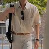 Camisas Polo al por mayor, Camisas de cuello, Manga corta para hombre, Lino británico de negocios, Bolsillo doble, Ropa de trabajo, Camisetas, Moderno, Comercio exterior transfronterizo