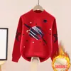 Suéter para Niños Estilo Coreano para Niños Mayores, Cuello Redondo, Otoño e Invierno, Forrado de Felpa y Engrosado, Elegante Suéter de Punto para Bebés