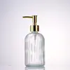 Botella de Lavado de Manos de Rayas Verticales de Alta Calidad, Vidrio Espeso, Botella Dispensadora Multifuncional para Loción y Gel de Ducha, Botella de Vidrio Resistente a la Humedad y al Calor