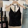 Novo Top Elegante Feminino com Corrente Halterneck com Bojo Camisola Costas Bonitas Design de Cintura Franzida