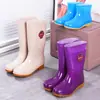 Protección Laboral Rey 43 talla extragrande botas de lluvia para mujer caña alta antideslizantes suela de resorte botas de lluvia zapatos de agua para limpieza de cocina para mujer zapatos de goma