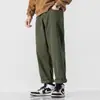 Calças de Trabalho Estilo Japonês para Homens, Outono e Inverno Vintage Soltas Retas de Perna Larga, Marca Tendência Calças Longas Cáqui Masculinas, Transfronteiriço