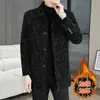 Ropa de Abrigo de Lana para Otoño e Invierno Ropa de Abrigo para Hombre Cuello de Traje Chenilla Casual Longitud Media Cortavientos Ropa para Hombre Forro de Polar y Acolchado Espeso