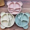 Plato de rejilla con forma de oso de dibujos animados, juego de vajilla creativa para el hogar, plato para la cena infantil, plato para el desayuno, plato para la cena con separaciones para bebé