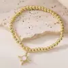 Aogu Producto Nuevo Transfronterizo Simple y Único Cobre Chapado en Oro de 18 Quilates Zircón Concha Blanca Corazón Geométrico Colgante Pulsera de Perlas