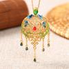 Novo estilo chinês vintage imitação hetian jade colar nicho design senso temperamento nacional maré palácio esmalte colorido borboleta borla pescoço corrente