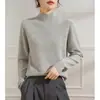 Suéter base de punto de manga larga Furong, mezcla de cachemira y lana sin costuras, jersey de cuello medio alto para mujer, suéter de corte holgado para otoño e invierno