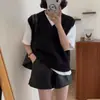 Tricô Solto Gola V Sem Manga Estilo Coreano 26 Nova Coleção Primavera Pulôver de Lã Sintética Colete Camada Roupa Externa para Mulheres