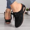 Verão comércio exterior transfronteiriço novo estilo baotou meio chinelos lace-up cunha sandálias femininas europeias e americanas plus size sandálias ocas
