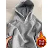 Moletom cinza curto com capuz para mulheres, novo estilo outono 2026, blusa interna fina para o início do outono, estilo coreano para figuras petite