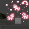 Pegatinas Luminosas Estilo Acuarela Unicornio Soñador Xino Yg-B129 para Dormitorio, Entrada, Pasillo y Decoración de Pared Multiescena