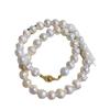Collar de Perlas Naturales Grande para Año Nuevo para Mujer Hebilla Magnética Diseño Simple Sensación Elegante Cadena para Clavícula de Celebridad Cibernética Cadena de Lana