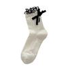 Calcetines de verano para mujer, de malla fina, transpirables, de tubo medio, estilo japonés, con lazo y tacón de ballet para niña