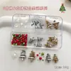 Set de Joyería Navideña para Uñas de 6 Compartimentos Accesorios Pequeños Árbol de Navidad Estéreo Copo de Nieve Navideño Transparente Diamantes de Uñas de Resina