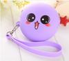 Monedero de dibujos animados para mujer, minimonedero creativo de silicona redondo con cremallera, bolso para auriculares, bolso de mano de color caramelo, llavero