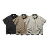 Vestido de Verano del Sur 2024 Verano Nuevo Japonés Color Sólido Bolsillo Grande Manga Corta Camisa POLO Vintage Unisex Camisa de Trabajo
