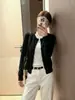 Cárdigan de Punto Negro de Cuello Redondo Estilo Coreano Old Money para Mujer Ropa de Principios de Otoño Suéter Chaqueta Ceñida Prendas de Abrigo