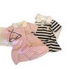 Vestido de Verano para Niñas Vestido de Verano Infantil Corte A Vestido Delgado de Rayas a la Moda para Niños Pequeños