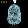 Colgante de Jadeíta Birmana Azul Agua Dragón de Dinero Grado A, Colgante de Jade Verde Aceite Pixiu Sosteniendo Bola, Fuente de Suministro para Transmisión en Vivo