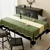 Suministro Exclusivo Transfronterizo de Mantel de Mesa de Hilo Verde Retro Estilo Americano, Impermeable, Resistente al Aceite, Lavable, Mantel Rectangular para el Hogar