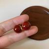 Pendientes de botón de frijol enamorado estilo TikTok para mujer, pendientes elegantes estilo retro de Hong Kong, pendientes redondos simples de hebilla para oreja de frijol rojo, venta al por mayor