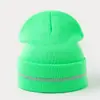 Gorro de Punto Cálido con Borde Enrollado para Otoño e Invierno Transfronterizo, Gorro Frío Reflectante para Ciclismo al Aire Libre, Suéter de Lana Frío