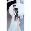 Sandalias transparentes de punta abierta para mujer, calzado de verano para exteriores, punta cuadrada, tacón grueso, zapatos de tacón alto, nuevo modelo 2025, sandalias de meter con pedrería, sandalias de tacón medio
