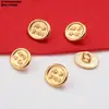 Prata de lei S925 banhada a ouro método antigo pedra incrustada ouro verde verso nuvem acessórios moda simples meio corrente botão acessórios