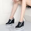 Sapatos Casuais Femininos de Salto Ultra Alto 12cm, Novo Estilo Outono, Sola Grossa, Aumento Oculto de Altura, Scarpins de Corte Profundo