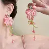 [Fendela de Verão] Novos brincos de miçangas charmosos, doces, femininos e deslumbrantes para a primavera, brincos cor-de-rosa da moda