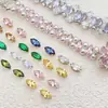 Cobre Puro 18K Eletroforese Conservação de Cor Zircônia Garra Marquise 4*8 Materiais para Pulseira de Joias DIY 12 Cores Alta Retenção de Cor