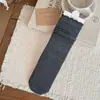 Calcetines básicos versátiles de estilo coreano ins para mujer, con patrón oscuro de rizo ondulado, para principios de otoño; calcetines lisos de color sólido sin costuras hasta la mitad de la pantorrilla para mujer