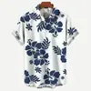 Ropa de Hombre Transfronteriza Amazon Nuevo Estilo de Verano Camisa Hawaiana para Hombre de Solapa Manga Corta Cardigan Casual con Estampado 3D
