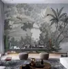 Papel de parede paisagem americana do Sudeste Asiático estilo nórdico parede de fundo de sala de jantar de hóspedes quarto papel de parede de planta tropical da selva mural