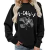 Sudadera con cuello redondo y estampado de cuervo F-Caw-F Halloween para mujer Otoño e Invierno Suministro de Amazon Informal Holgada