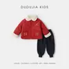 [Venta de Liquidación 99.9] Precio Original 119.9 Familia Dudu Ropa de Año Nuevo para Bebé Invierno Cálido Traje Tang Infantil Rojo