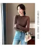 H528 Meia-gola alta Máscara Camisa Feminina Roupa Interna Outono e Inverno Lixamento Base Camisa Slim-fit Quente Desgaste Externo Manga Comprida T-shirt Top