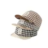 Nuevos Sombreros para Bebé de Comercio Exterior, Gorras de Béisbol Versátiles de Cuadros Retro, Sombreros Sencillos de Estilo Japonés y Coreano con Visera Suave para Niños y Niñas, Venta al por Mayor